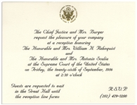 Invitation to the Investiture Ceremony of Supreme Court Chief Justice William Rehnquist and Associate Justice Antonin Scalia